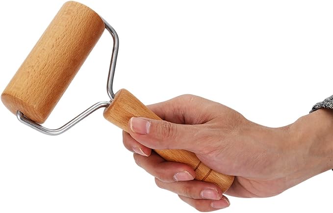 Pizza Roller, Non Stick Small Rolling Pin for Dough, T Round Type Wooden Dough Roller, 3.74x7.48in Wood Pastry Pizza Rolling for Cooking Cookie Bread Tortilla Dumpling