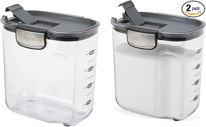 Progressive International ProKeeper+ Clear Plastic Airtight Food Baker's Kitchen Storage Organization Container Canister Set with Magnetic Accessories, 2- Piece Set (Sugar 2.5-Quart)