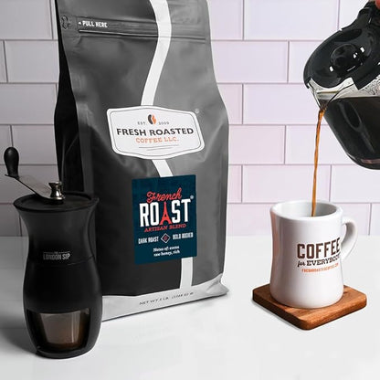 Fresh Roasted Coffee, French Roast Whole Bean Coffee, Dark Roast, Kosher, 5 lb (80 oz)