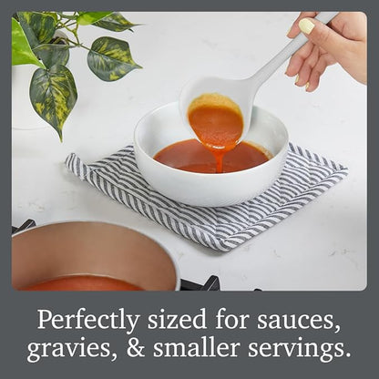 Tovolo Flex Core Small Silicone Ladle Oyster Gray Heat Safe Silicone Soup Ladle BPA Free, Dishwasher Safe Small Kitchen Ladle with Precision Pour Lip for Serving Sauces Soups Gravies