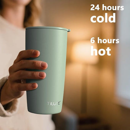TILUCK 20 oz Insulated Tumbler with BPA-Free Lid, Stainless Steel Vacuum Travel Coffee Mug, Double Wall Coffee Tumbler（20oz，Matte MintGreen）
