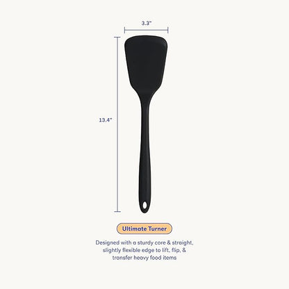 GIR: Get It Right Silicone Kitchen Spatula Turner - Non toxic cooking utensils for Nonstick Cookware, Cooking and Baking, Ultimate Turner - 13IN - Black