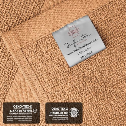 Infinitee Xclusives 100% Cotton Luxury Wash Cloths for Showering - 4 Pack