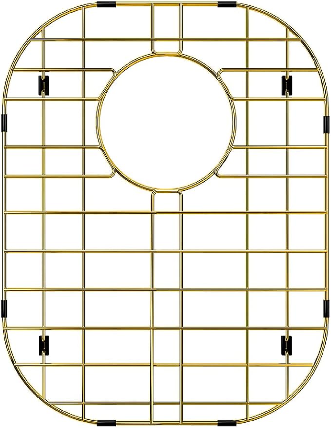 Gold Kitchen Sink Protector Grid, 14.6 x 11.2 Inch Stainless Steel Bottom Grid, Anti-Scratch & Easy Clean Dishwasher Safe Sink Tray for Single Basin