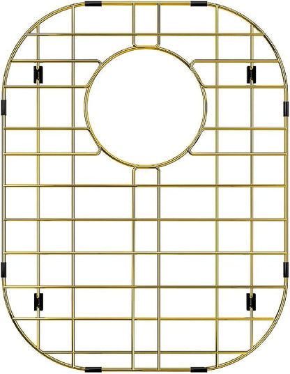 Gold Kitchen Sink Protector Grid, 14.6 x 11.2 Inch Stainless Steel Bottom Grid, Anti-Scratch & Easy Clean Dishwasher Safe Sink Tray for Single Basin