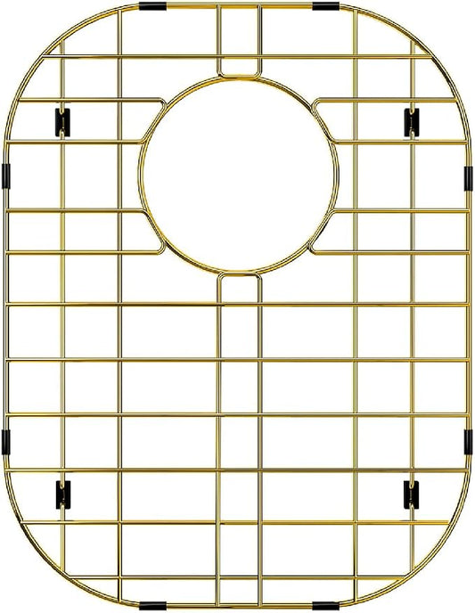 Gold Kitchen Sink Protector Grid, 14.6 x 11.2 Inch Stainless Steel Bottom Grid, Anti-Scratch & Easy Clean Dishwasher Safe Sink Tray for Single Basin