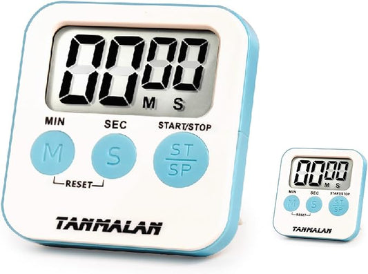 Tanmalan Kitchen Timers Count down-up,easy to use (6.0-b-blue 2 pack)