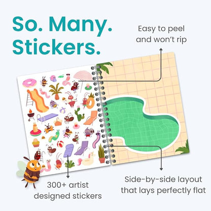 The Life of Busy Bugs 300+ Sticker Book for Girls by Cupkin Toddler Road Trip Activity Coloring + Sticker Book, Road Trip Essentials, 8 Coloring Pages + Scenes for Ages 2–8 Years