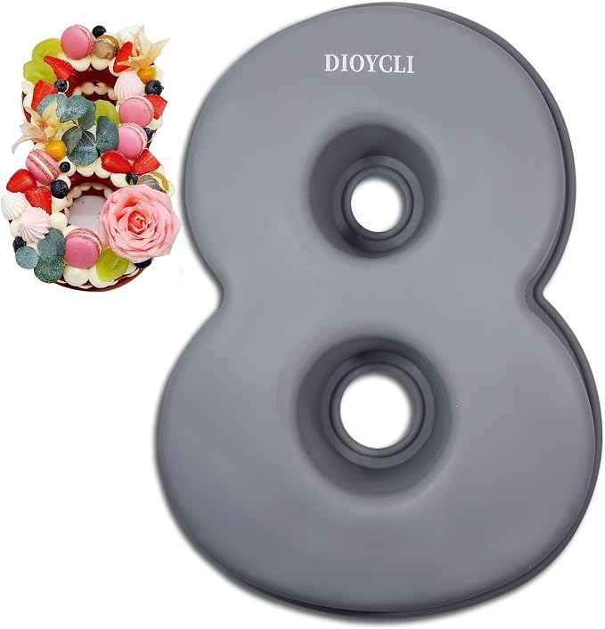 Dioycli Number Cake Molds for Baking 3D Silicone Cake Molds DIY Personalized Cake Pan for Birthday Wedding and Anniversary Number 8 Cake Pan of 10 Inch