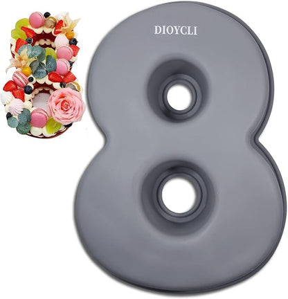 Dioycli Number Cake Molds for Baking 3D Silicone Cake Molds DIY Personalized Cake Pan for Birthday Wedding and Anniversary Number 8 Cake Pan of 10 Inch