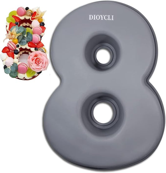 Dioycli Number Cake Molds for Baking 3D Silicone Cake Molds DIY Personalized Cake Pan for Birthday Wedding and Anniversary Number 8 Cake Pan of 10 Inch
