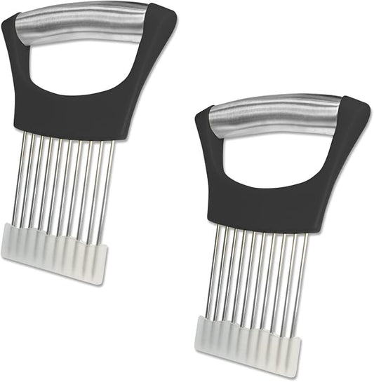 Onion Slicer Holder, Onion | Tomato | Potato | Apple | Egg Holder for Slicing, Vegetables | Fruits Slicer Holder, Meat |Beef Chopper, Multi-Purpose Kitchen Accessory, 2 Pack
