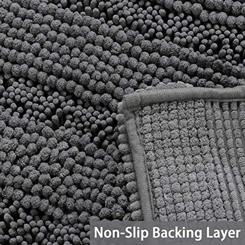 2 Piece Bathroom Rug Set with Toilet Mat, Soft Absorbent Chenille, Non-Slip