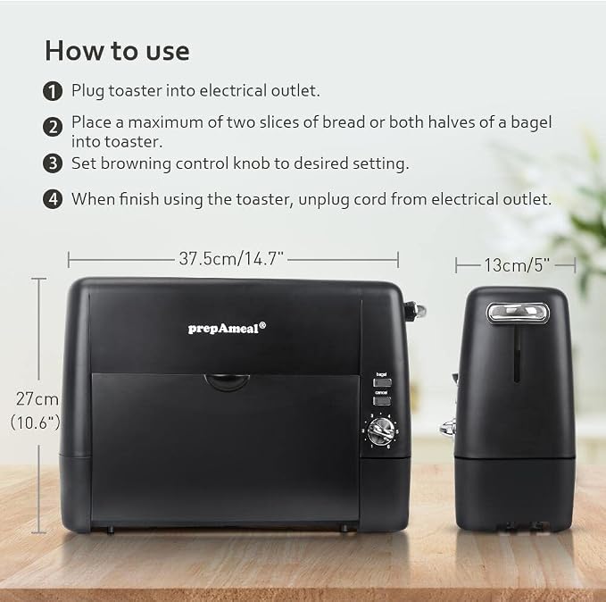 Long Slot Toaster 2 Slice Toaster with 6 Shade Settings, Bagel/Cancel, Extra Wide Slots, Removable Crumb Tray, for Bagels, Waffles, Breads, Puff Pastry, Snacks (2-Slice, Black)