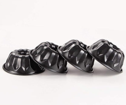 Webake 4 Inch Mini Fluted Tube Pans Nonstick Bakeware Set of 4, Angel Food Cake, Kugelhopf, Brownie