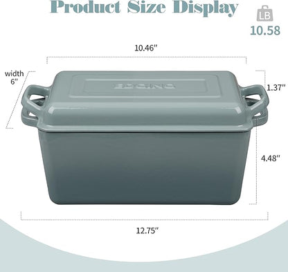EDGING CASTING Enameled Cast Iron Dutch Oven, Oblong Bread Oven for Sourdough Bread Baking, Baking Pan, Dual Handles, Oven Safe, 4 Quart, Seasalt