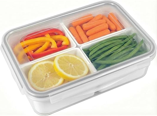 carrotez Food Storage Container with 4 Removable Compartments, Food Prep Container with Airtight Lids, Portion Control Container, Reusable, BPA Free, 6.3 Cup (1500ml)