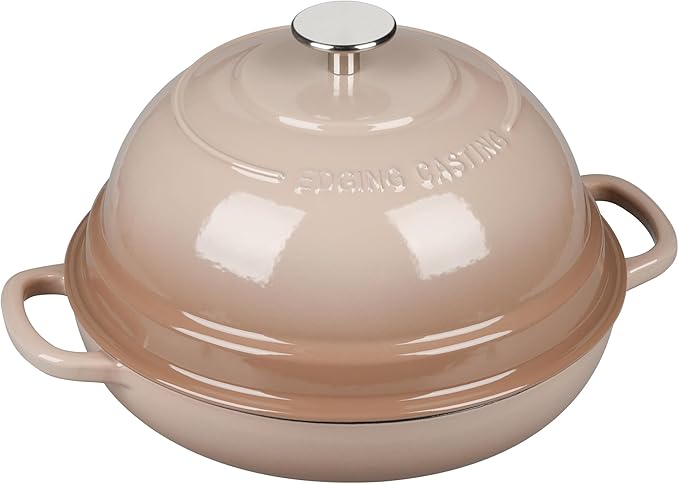 EDGING CASTING Enameled Cast Iron Dutch Oven Pot with Lid, Round Bread Oven for Homemade Sourdough Bread Baking, 6 Quart, Mocha