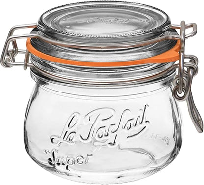 Le Parfait Super Jar 250mL (8oz) French Glass Preserving Jar w/Airtight Rubber Seal & Wire Bail Closure - BPA-Free Canning Jar for Pickles, Fruit, Sauce & Food Storage - Made in France Since 1930 1PK