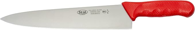 Winco 10" Commercial-Grade Chef's Knife with German Steel Blade, Red