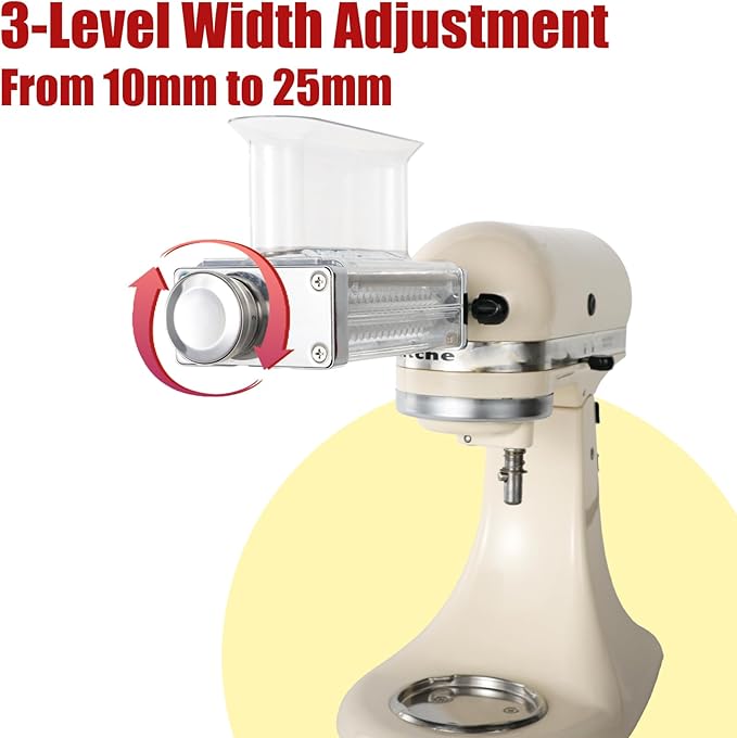 Adjustable Meat Tenderizer Attachment for KitchenAid Stand Mixers – 3 Thickness Settings, Fits All 4.5–7Qt Models, Heavy-Duty Metal Housing with Transparent Shell, Dishwasher Safe