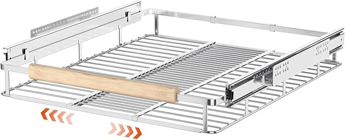 SANNO Pull Out Cabinet Organizer, Expandable Slide Out Cabinet OrganizerKitchen Sliding Shelf Under Sink Shelf, Expandable Drawer Shelves with Sliding 12.1 to 18.4" W