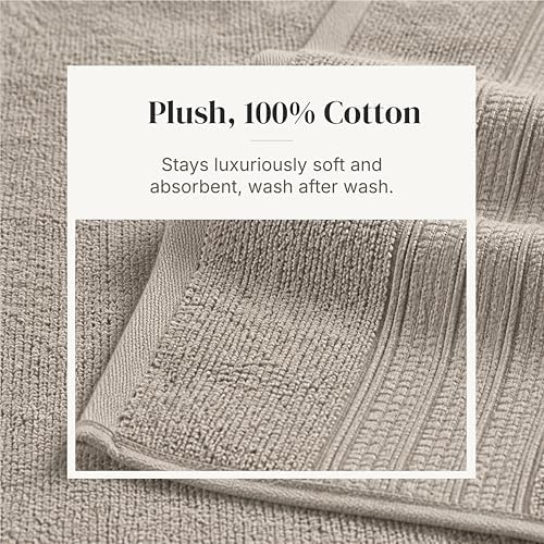 Modern Threads 6 Piece Bath Towel Set – Bathroom Towel Set with 2 Bath Towels, 2 Hand Towels & 2 Washcloths – 100% Cotton, Soft & Absorbent – Classic Border Stripe (Brown)
