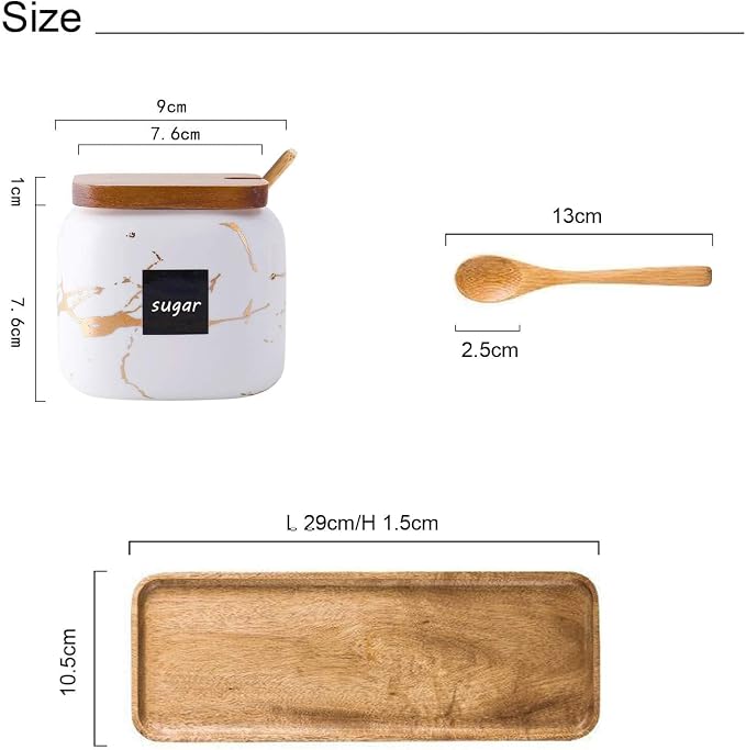 3 Pcs Sugar Bowls Ceramic Coffee Jar Set Ceramic Seasoning Jar with Lid Spoon and Tray/Food Storage Canister