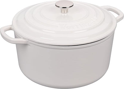VORRINGARD Enameled Cast Iron Dutch Oven Pot with Lid, for Sourdough Bread Baking, Round Dutch Ovens, 4.5 Quart, White