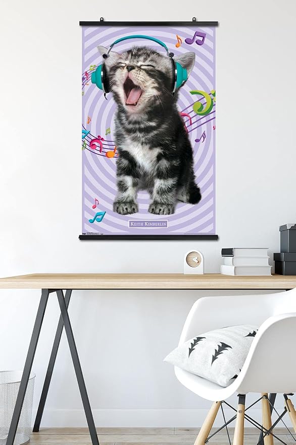 Trends International Keith Kimberlin - Kitten - Singing Wall Poster, 22.375" x 34", Premium Poster & Clip Bundle