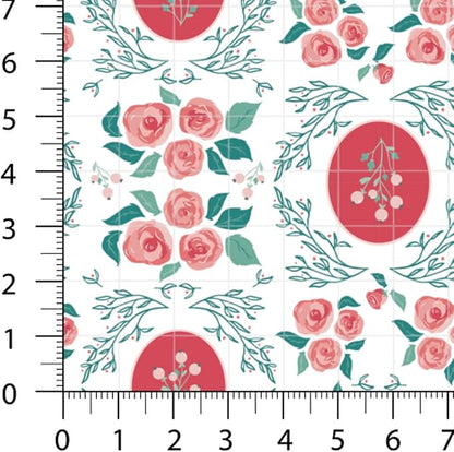 Floral Patchwork Fabric Panel 100x155 cm – 100% Cotton Satin, 6 Coordinated Rose & Botanical Prints on One Continuous Sheet (Assorted Floral & Botanical Prints, 6pcs 50x50cm)