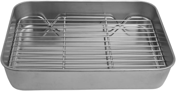 Sheet With Wire Rack And Cover Set, Stainless Baking Tray, Rust & Warp Resistant & Easy Clean Baking Pan For Oven Cooking, Cookie Sheet(23x17x5cm)