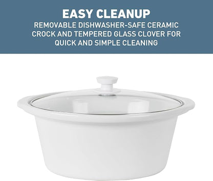 West Bend Slow Cooker 6-Quart Manual Crockery Style with Dishwasher Safe Oval Ceramic Crockpot and Glass Lid Two Temperature Settings Plus Keep Warm, 330-Watts, Navy