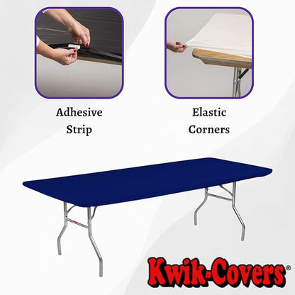 Kwik-Covers 8' Rectangle Plastic Table Covers 30" x 96", Bundle of 5 (Navy Blue)
