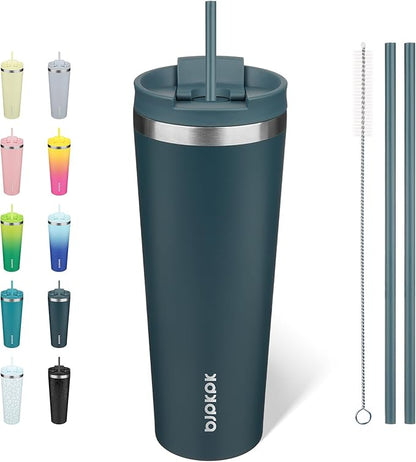 BJPKPK 26oz Stainless Steel Insulated Tumbler With lid And Straw Travel Coffee Thermal Tumblers Cup For Women And Men,Navy Blue