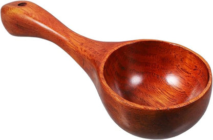 Beavorty Household Water Scoop 8.85In Wooden Handle Ergonomic Multi-Function Ladle for Kitchen Cooking Watering and Home Accessory