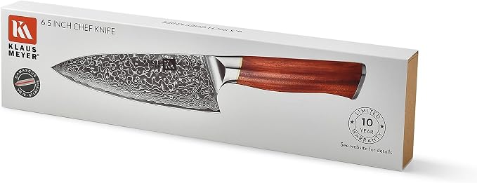 Klaus Meyer Damascus Chef Knife 6.5 Inch Rosewood Handle Chef Knife Ultra Sharp Santoku Knife, Gift For Women Men