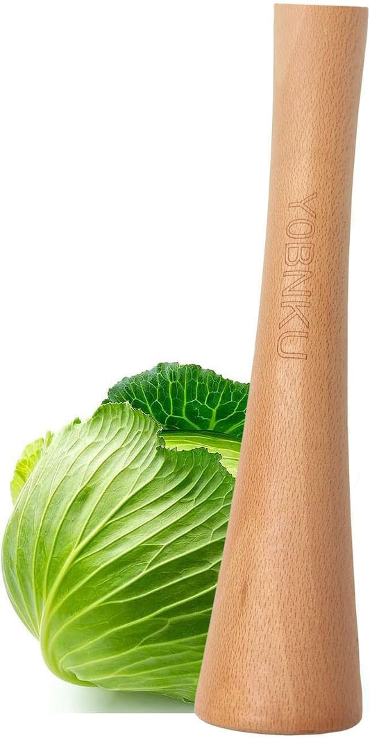 12" Sauerkraut Pounder Natural Beech Wood smasher for Fermentation Crocks and Mason Jars - Cabbage Tamper Fermenting Food Tool
