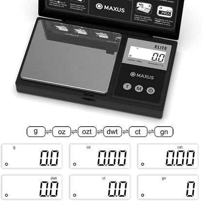 MAXUS Digital Gram Scale 1000g/0.1g, Small Food Scale with Backlit LCD, Mini Pocket Scale for Jewelry