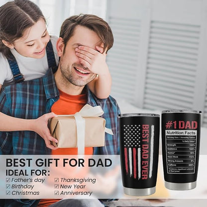 SANDJEST Dad Gifts, Best Dad Ever 20oz Insulated Tumbler with Lid Double-wall Insulated Stainless Steel Mug - Coffee Cup for Outdoor Travel Sport Office, Gift for Birthday Father’s Day