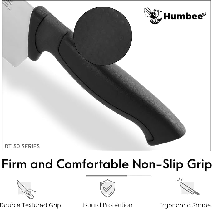 7.5-Inch Nakiri Knife, High Carbon Stainless Steel Hollow Grind Blade, Razor Sharp Edge, Ergonomic Non-Slip Handle, Cleaver Style, DT-50 Series, Black