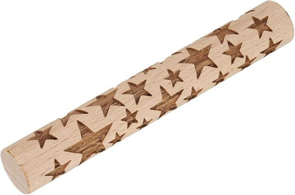 HARFINGTON Wood Clay Roller 4" Star Pattern Rolling Pins Wood Rollers Pottery Tools Wood Grain Texture Rollers for Clay Baking Dough Playdough DIY