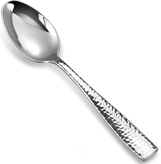 KEAWELL Premium 4-Piece Louis Hammered Spoons Set, 18/10 Stainless Steel, Set of 4, Fine Spoon Set with Squared Edge, Dishwasher Safe (7.6" Dinner Spoon)