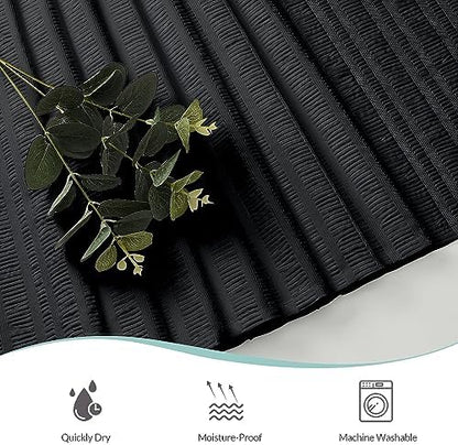 Aiyufeng Moga Extra Long Black Shower Curtain 96 Inch Long, Embossed Texture Fabric Bathroom Shower Curtain, Large Hotel Bath Curtain with 12 Holes, 72Wx96H, Black