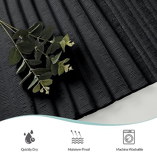 Aiyufeng Moga Black Shower Curtain - 3D Embossed Cloth Shower Curtain for Bathroom, Hotel Luxury Black Bathroom Curtains, Machine Washable, Standard Size 72Wx78H