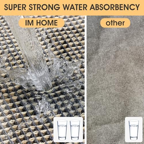 IM HOME Waffle Bath Mat Grey & Beige 32"x20", Boho Woven Modern Bath Mat Rugs, Absorbent Non Slip Bathroom Rugs, Soft Washable Bath Rugs with Tassels for Bedroom, Kitchen, Shower, Tub