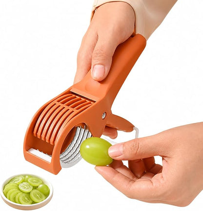 Grape Cutter Banana Slicer Cutter - All-in-One Kitchen Gadget for Fruits & Vegetables, Perfect as Banana Slicer & Strawberry Slicer, Safe for Kids & Dishwasher Safe (Orange)