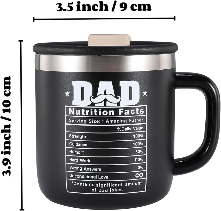 Best Dad Ever Gifts from Daughter Son, Stainless Steel Coffee Mug with Lid for Father, Husband, Uncle, Gifts for Father's Day (14oz Black)