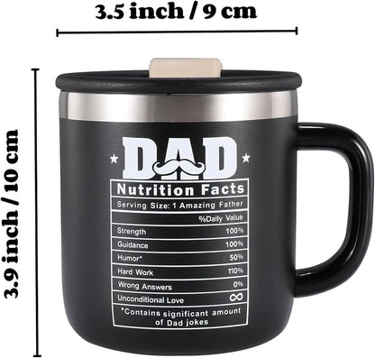Best Dad Ever Gifts from Daughter Son, Stainless Steel Coffee Mug with Lid for Father, Husband, Uncle, Gifts for Father's Day (14oz Black)