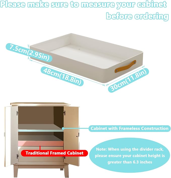 Pull Out Cabinet Organizer,Heavy Duty Slide Out Drawers for Cabinets with Adhesive Nano Film,Stainless Steel,19.6" D x 12.2 "W x 3.94 "H for Kitchen,Pantry and Bathroom,1Pack